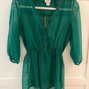 Mossimo Supply Co. Green Sheer Button-Up Top